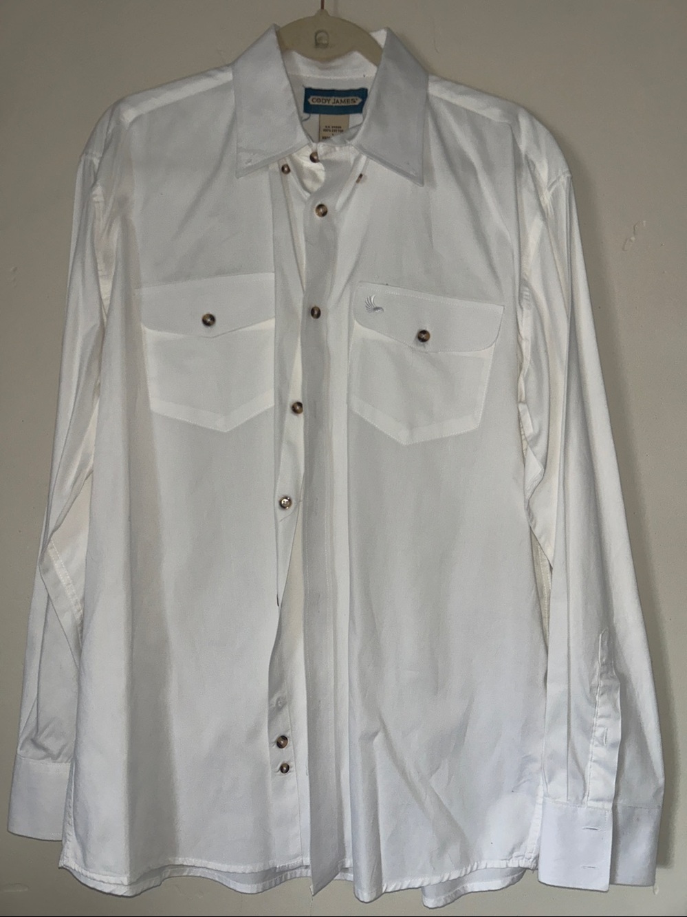 Cody James White Men’s Long-Sleeve Button-Up 100% cotton Shirt Sz Large
